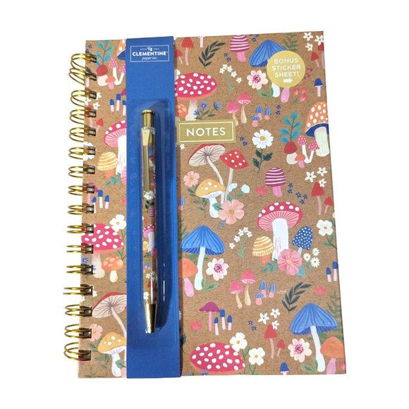 Clementine Mushroom Journal Pen Sticker Sheet Spiral Bound College Ruled - Picture 1 of 5